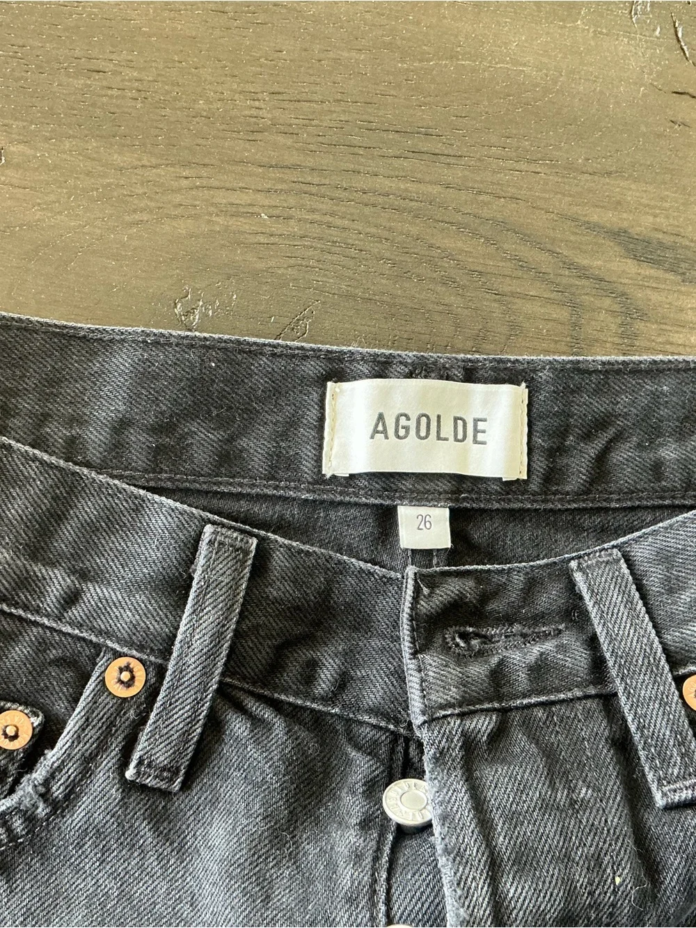 Agolde Parker Long Short Black High-Rise Denim Shorts - Size 26